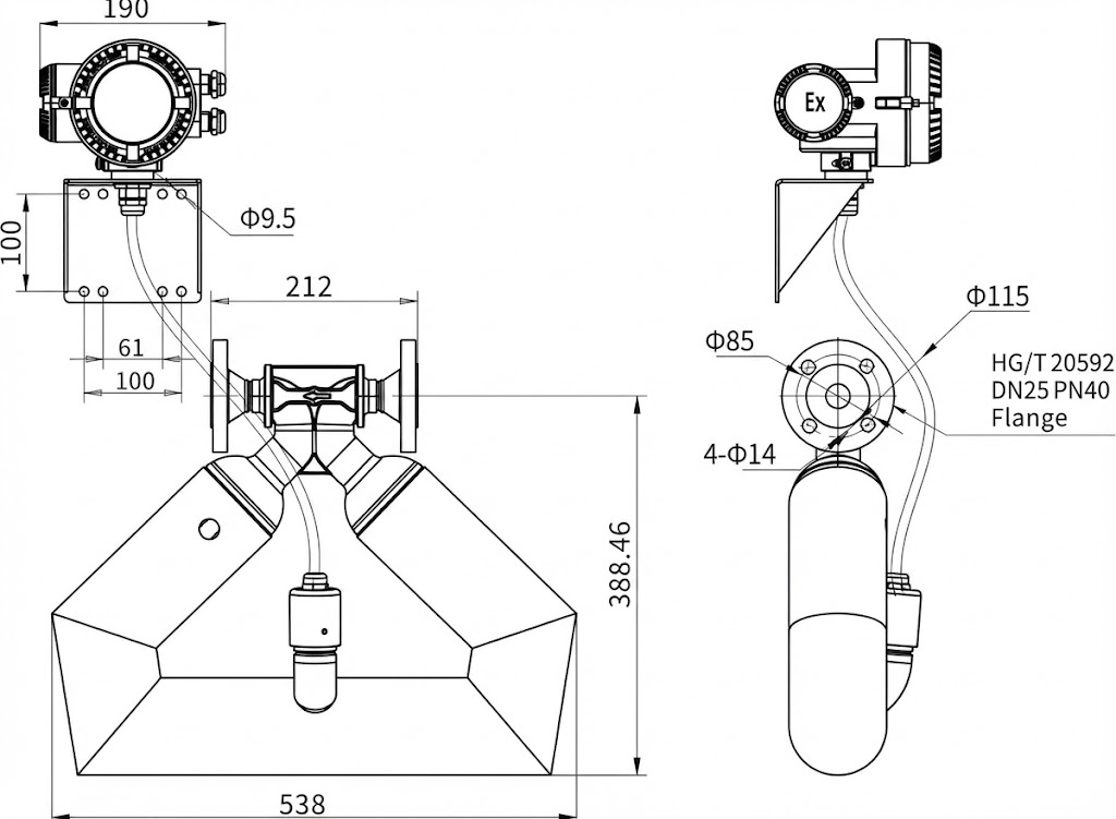 RM-CMASS025LD LNG Coriolis Mass Flowmeter - Görsel 2